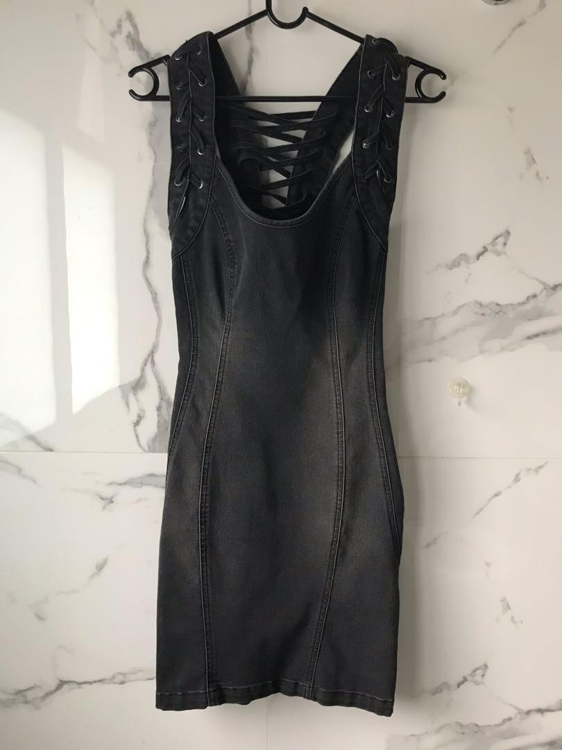 black denim bodycon dress