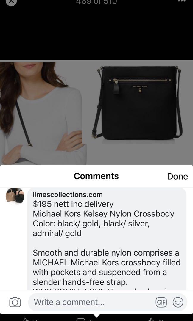 Brand new Authentic Michael Kors black nylon Kelsey crossbody sling bag Women s Fashion Bags Wallets Cross body Bags on Carousell