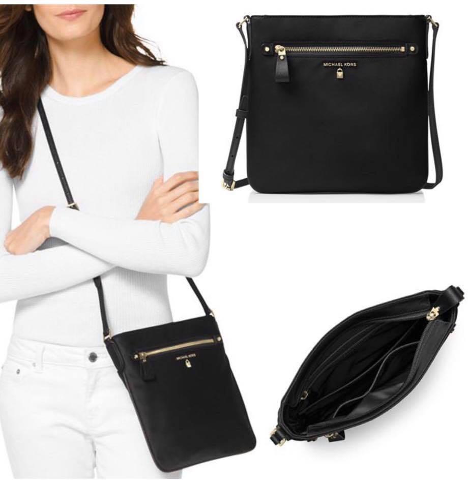 Brand new Authentic Michael Kors black nylon Kelsey crossbody sling bag,  Women's Fashion, Bags & Wallets, Cross-body Bags on Carousell