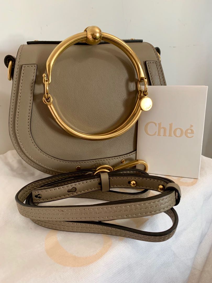 Chloe Small Nile Bracelet Bag Calfskin & Suede in Bleached Brown