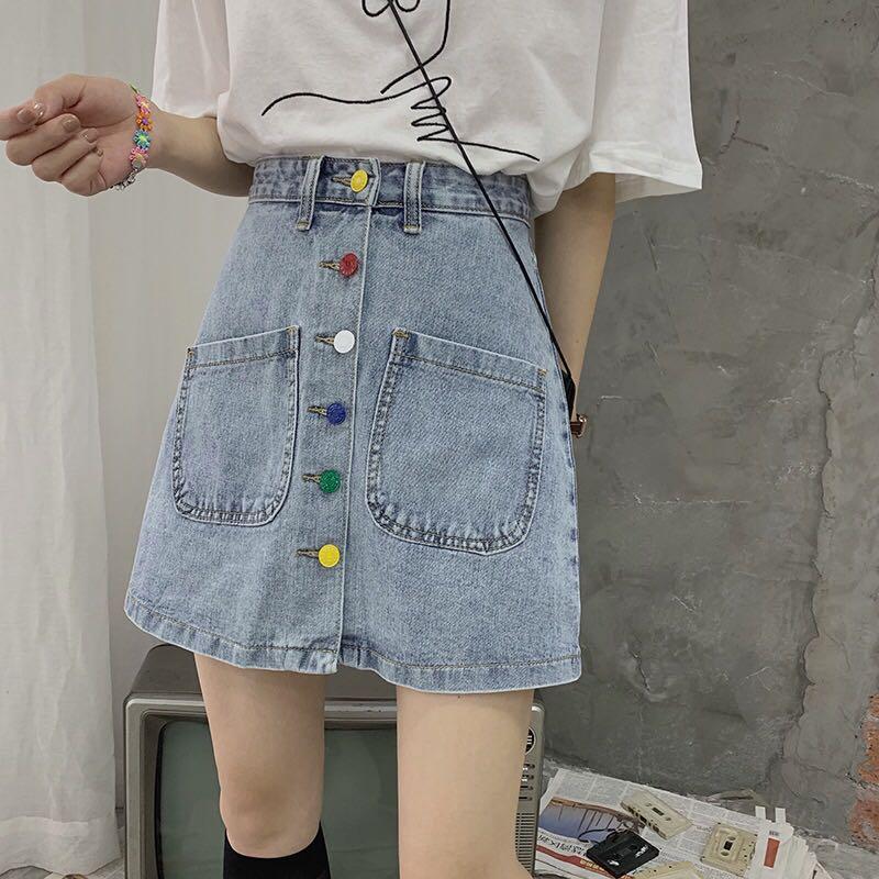 denim skirt coloured