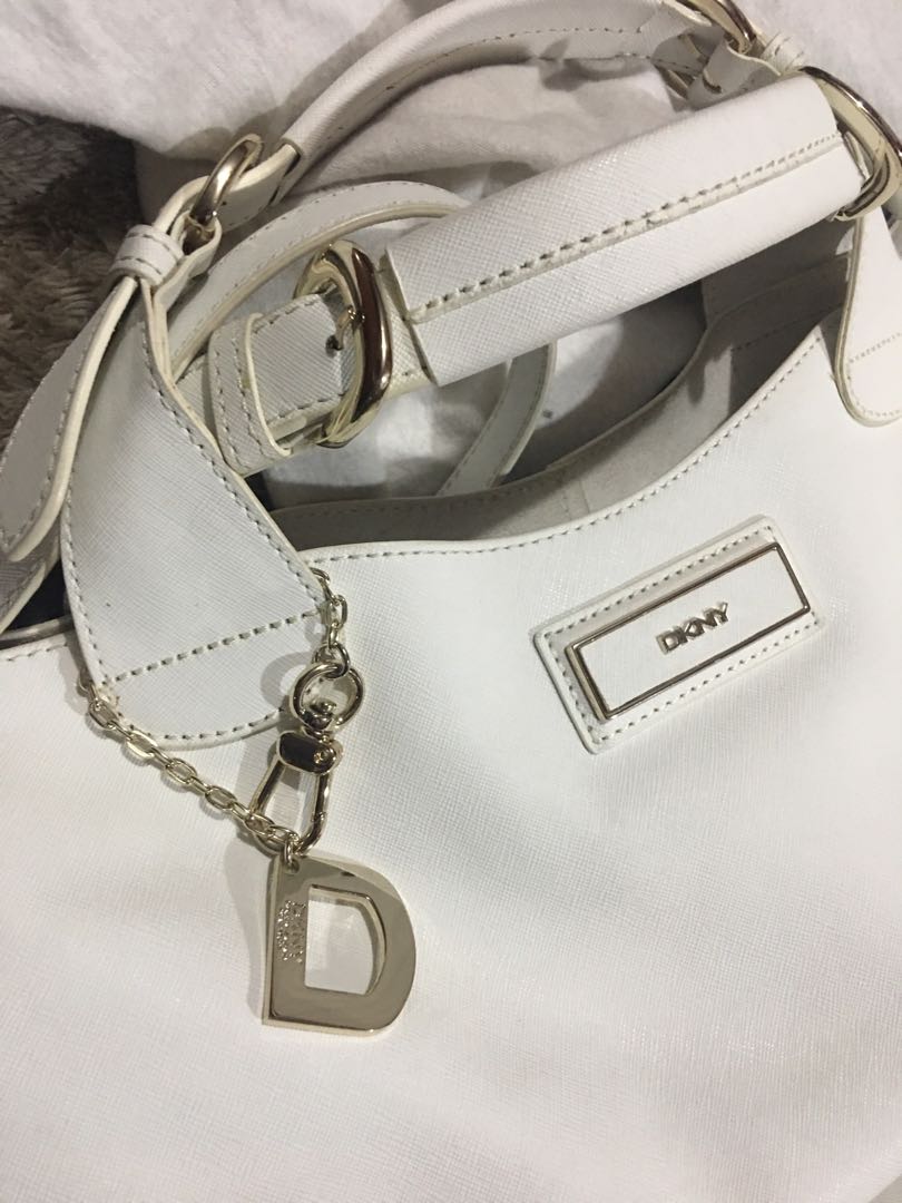 white bag with silver chain