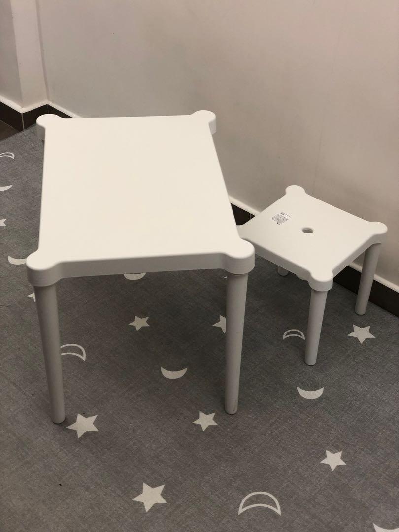 Ikea Kids Children S Table And Chair Stool White Babies