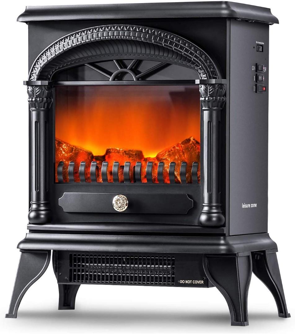 LEISURE ZONE Portable Electric Fireplace Stove Freestanding Fireplace  Heating Stove Indoor Heater with Log Burner Flame 1800W (Black), Furniture  u0026 Home Living, Home Decor, Other Home Decor on Carousell