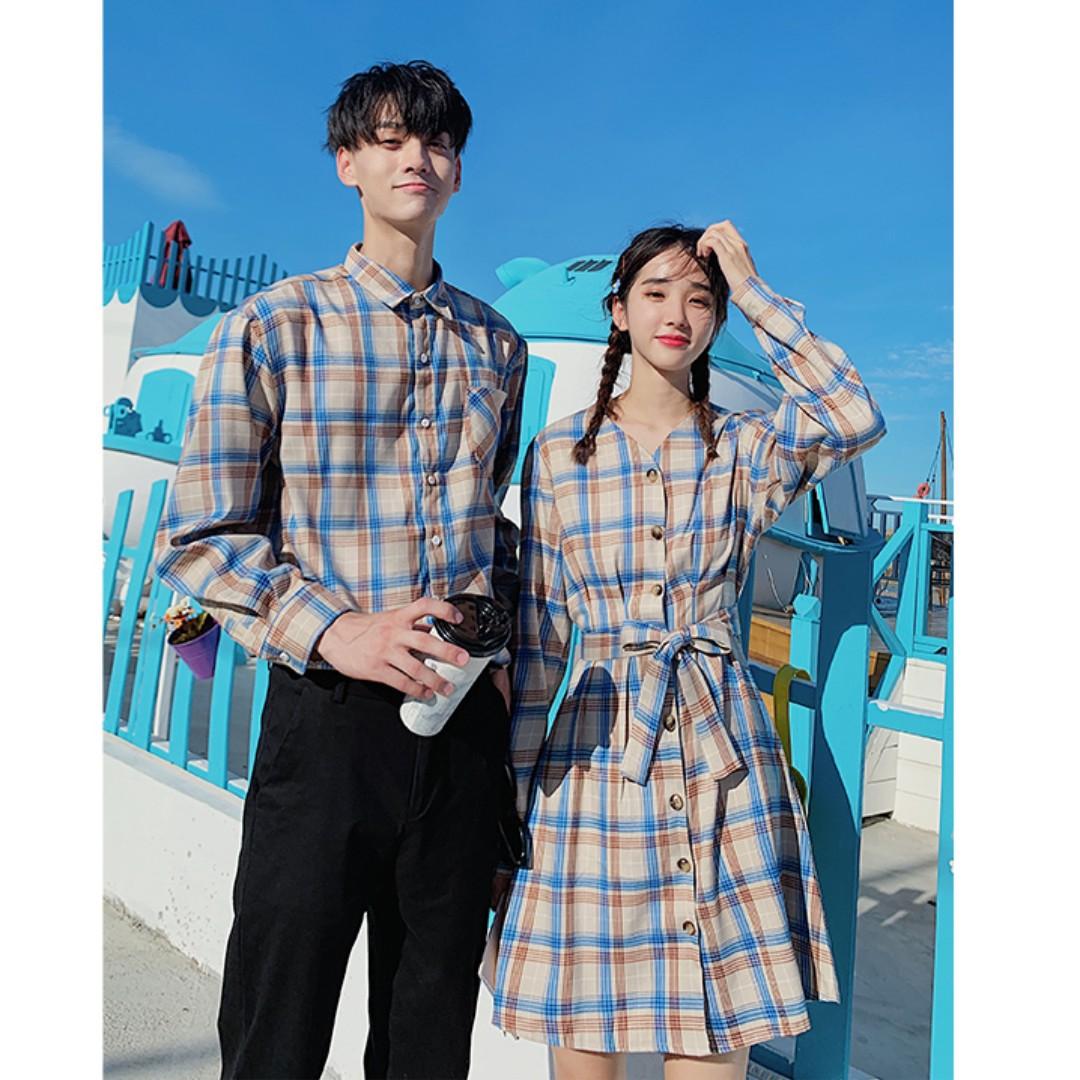 New Po New Retro Hong Kong Lattice Waist Dress Female Long Sleeved Shirt Male Women S Fashion Clothes Dresses Skirts On Carousell