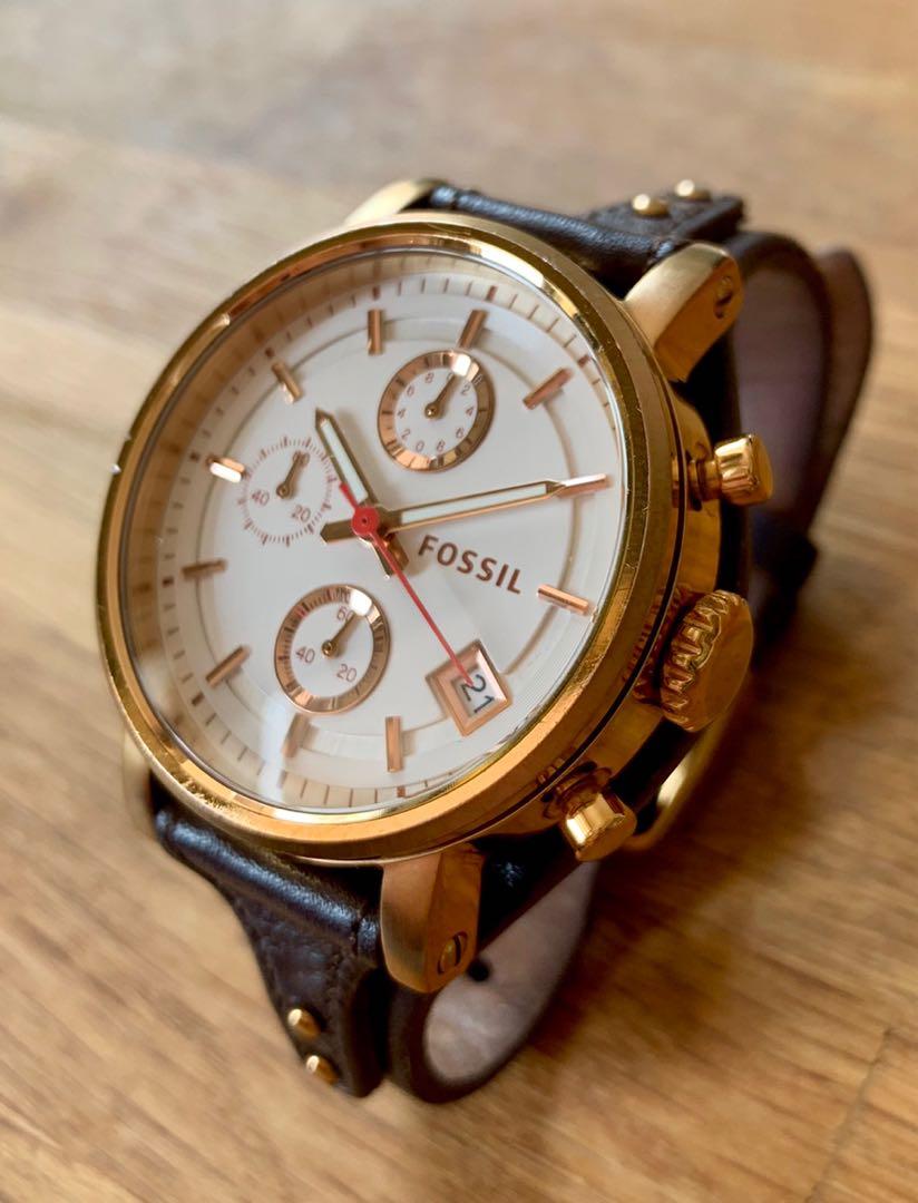 FOSSIL MENS COACHMAN STAINLESS STEEL CHRONOGRAPH WATCH WITH BROWN LEATHER  CUFF STRAP - Timepieces from Adams Jewellers Limited UK