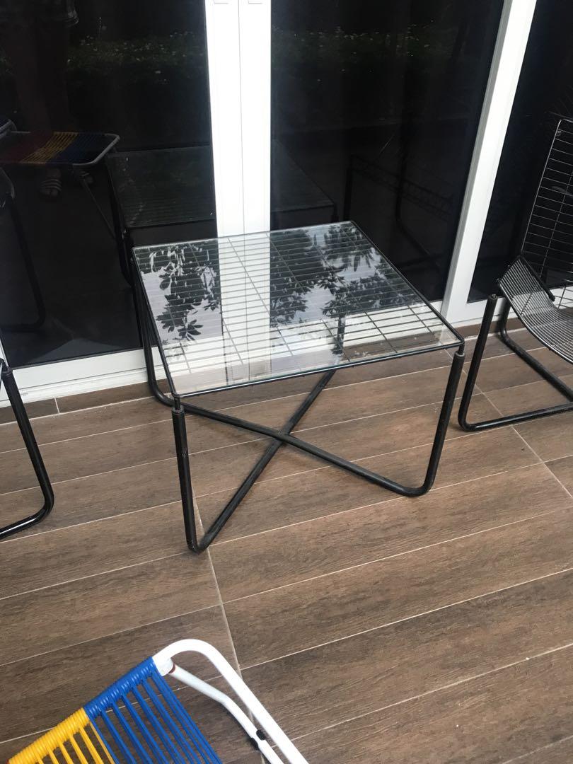 Outdoor Ikea Wire Chairs And Side Table With Glass Top Furniture Tables Chairs On Carousell