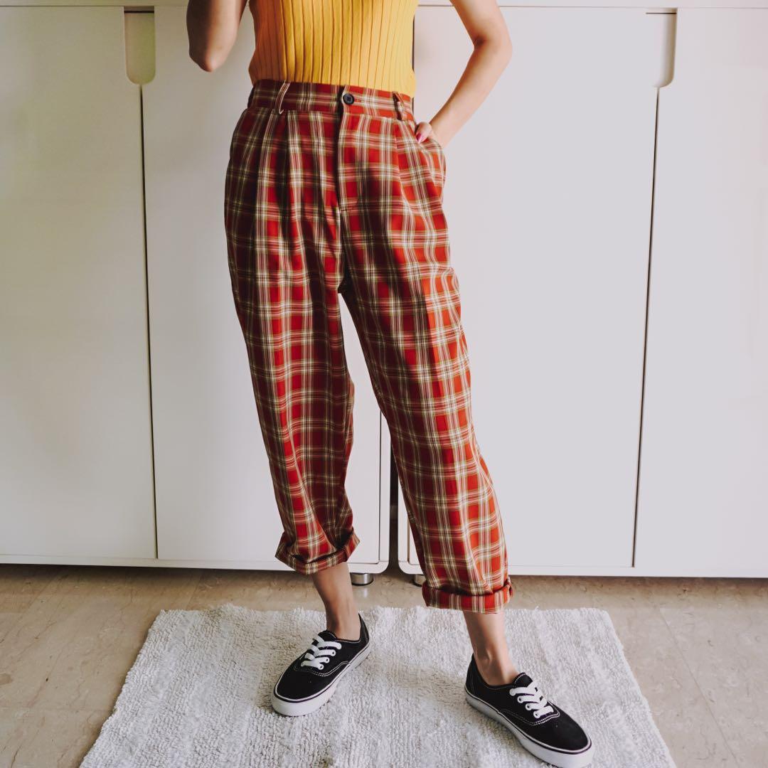 Plaid Pants Red Green