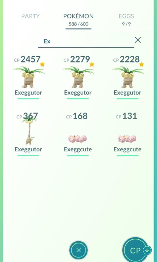 Pokemon Go 3 Exeggutor For Trade High Cp Toys Games Video Gaming In Game Products On Carousell