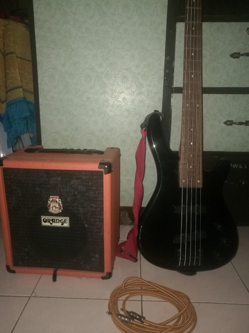 Samick 5 string Bass guitar with Orange Crush 25bx 25 watt bass amp