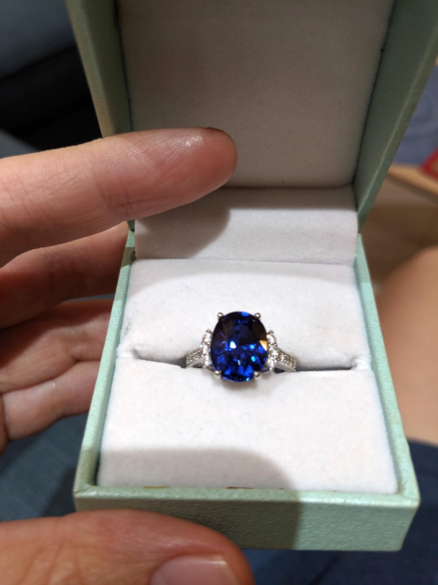 Sapphire Ring With Zirconia Diamonds Women S Fashion Jewellery Rings On Carousell