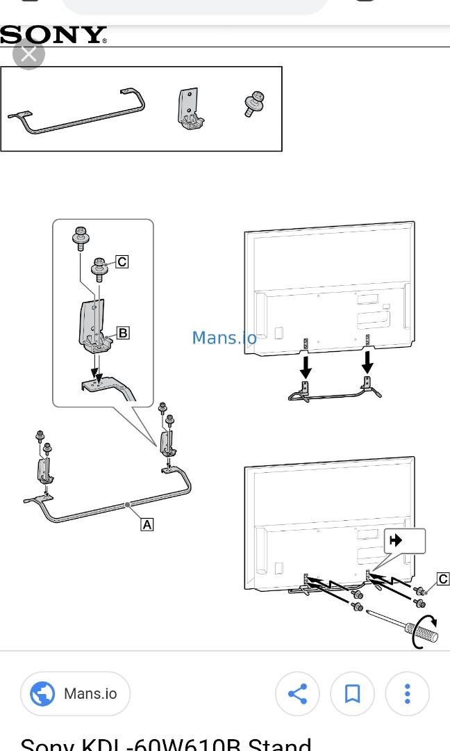 SONY TV Stand Shaft Assy (2L PLU) 453089402, TV & Home Appliances, TV