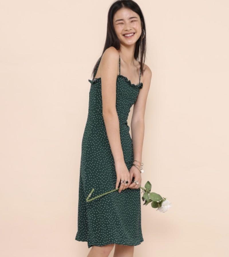 Emerald green polka dot dress clearance