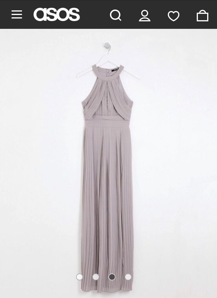 Tfnc bridesmaid exclusive pleated maxi dress in grey 2025