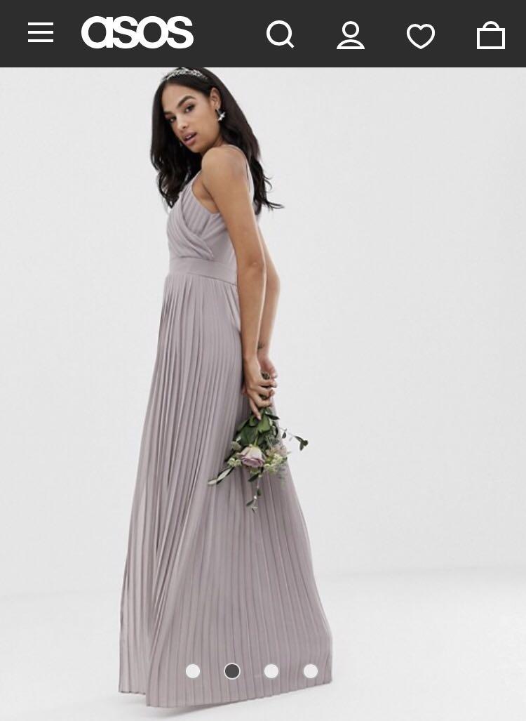 Tfnc bridesmaid exclusive pleated maxi dress in sales grey