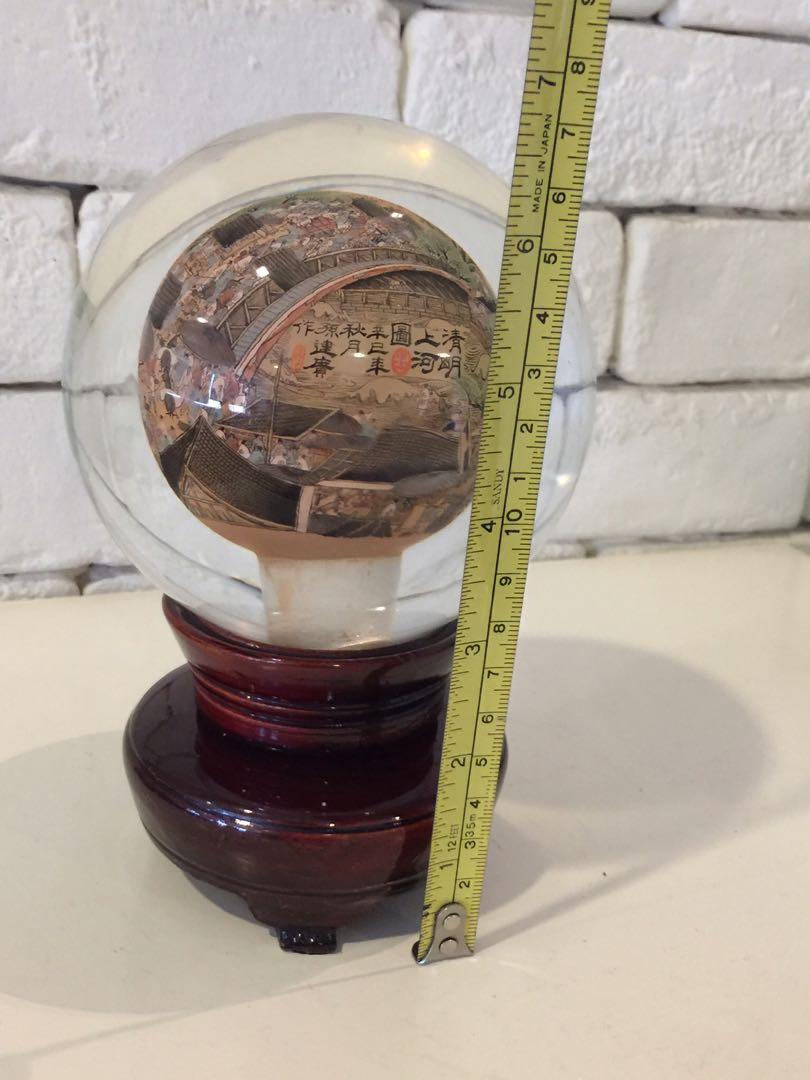 Vintage Crystal Glass Ball With Inside Chinese Painting Vintage