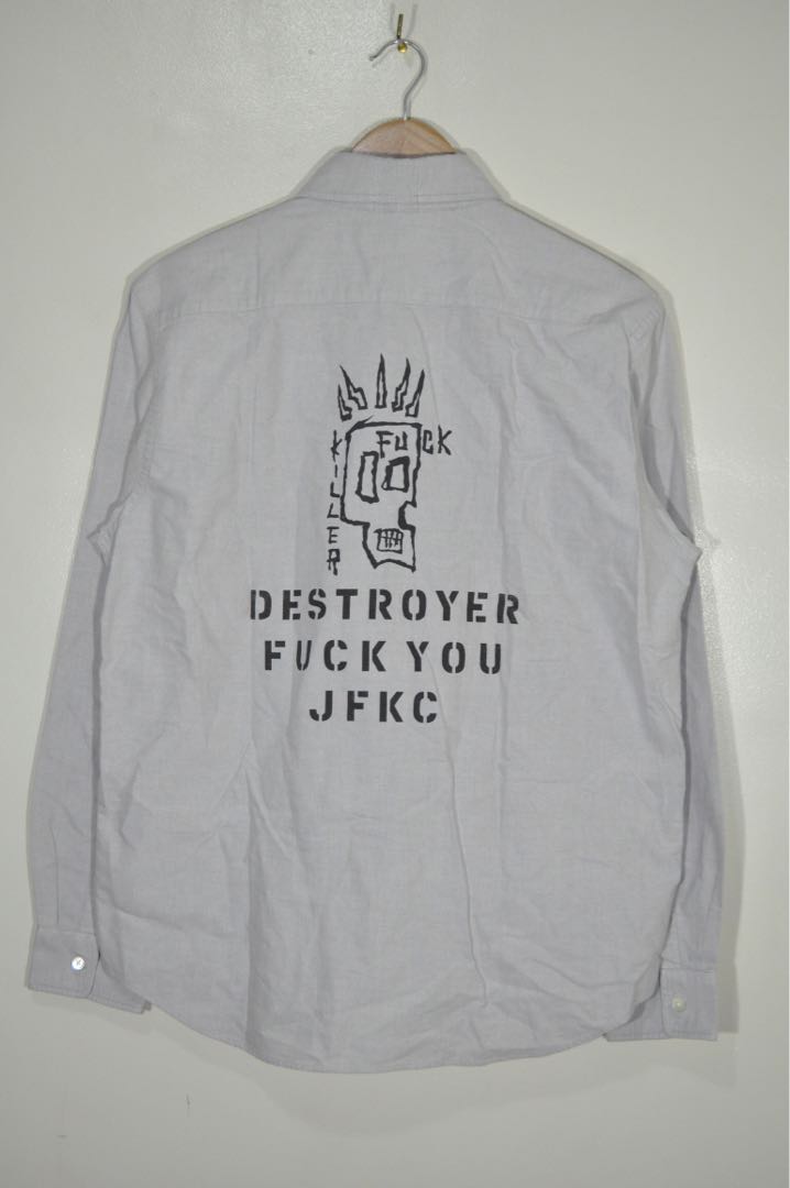 Wacko Maria "Destroyer Fuck You JFKC" Oxford Shirt, Men's Fashion, Tops   Sets, Formal Shirts on Carousell