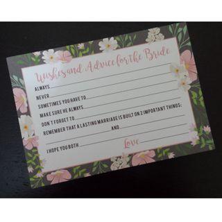 Wishes & Advice for The Bride Cards - 50-pack - Bridal Shower, Wedding - Floral