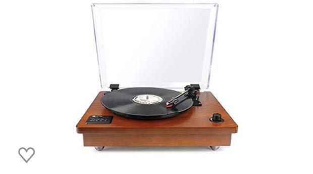 1byone classic wooden turntable best sale