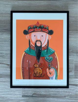 Shen Jingdong God of Wealth Framed Signed Replica 沈敬东 福