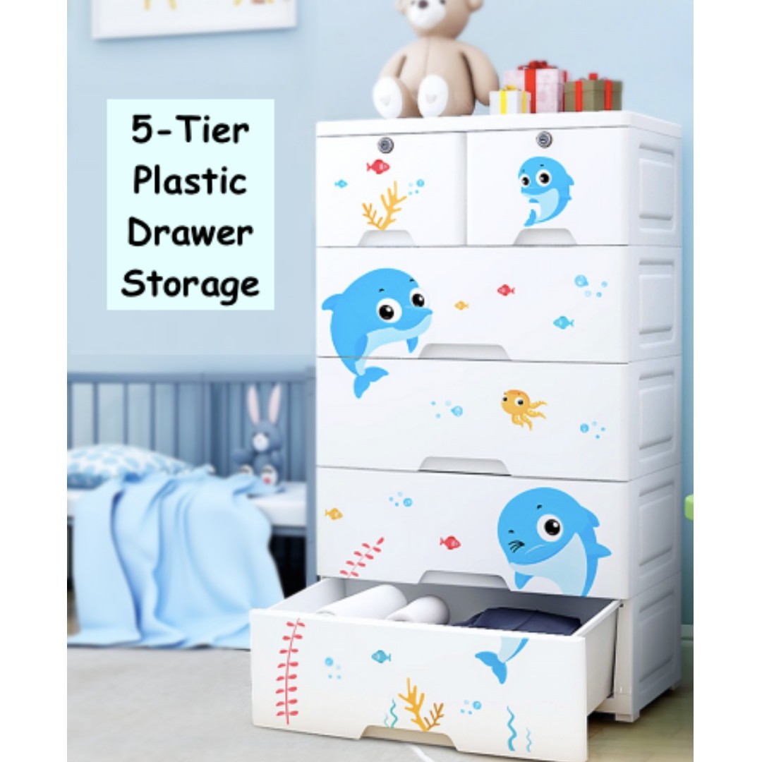 5 Tier Plastic Drawer Multipurpose Storage Cabinet Children