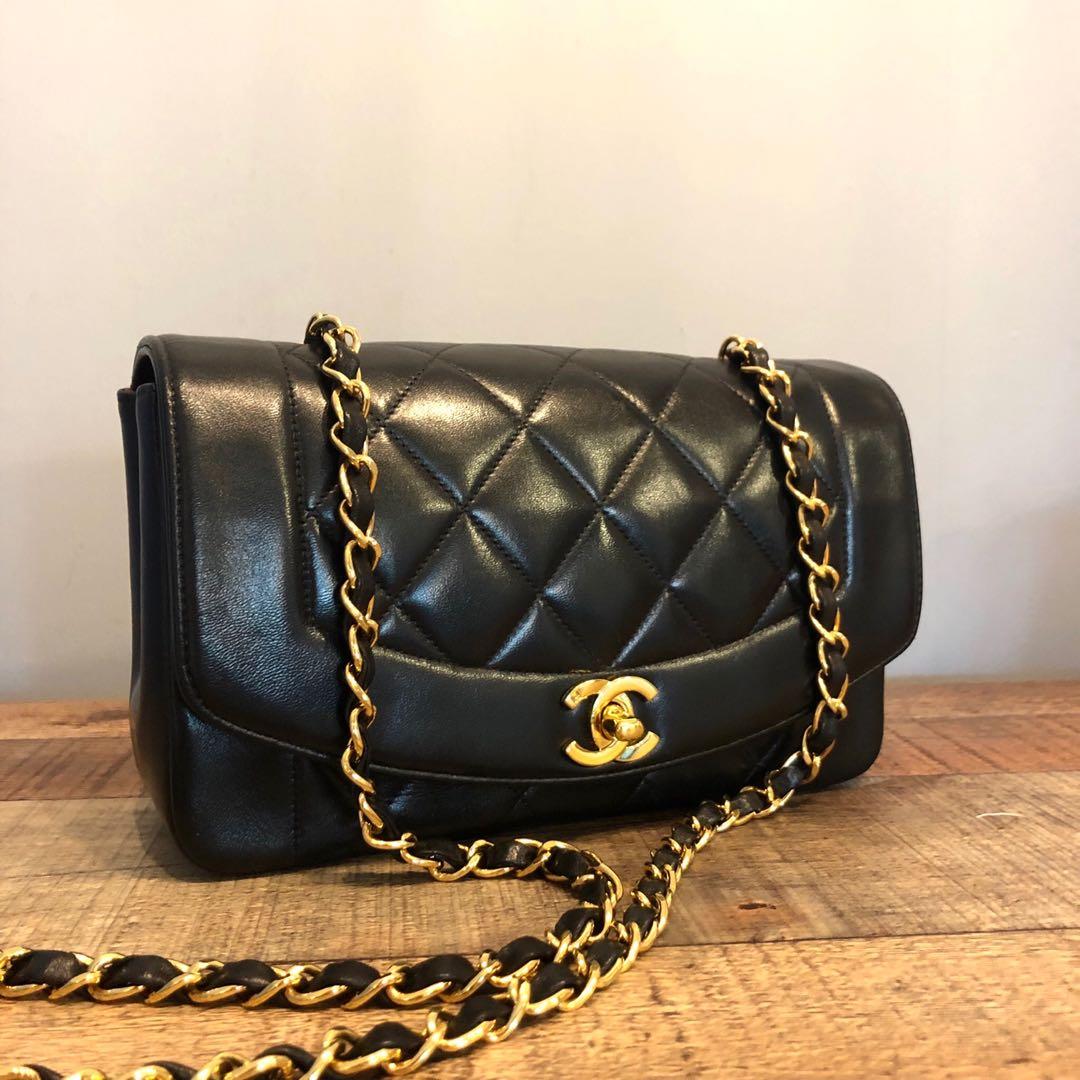 RESERVED Authentic Chanel 9 Inch Diana Flap Bag w 24k Gold Hardware, Luxury,  Bags & Wallets on Carousell