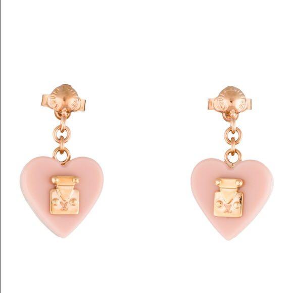 Louis Vuitton Louis Vuitton Baby Pink Lock Me Heart Shaped Earrings