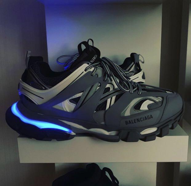 Balenciaga LED Track Trainers Grey White Lighted Sole