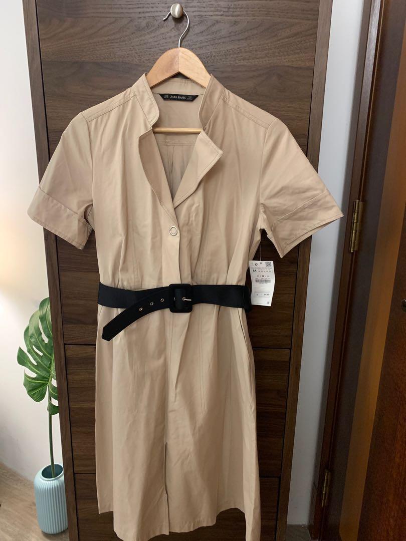 Beige Dress with Black Belt