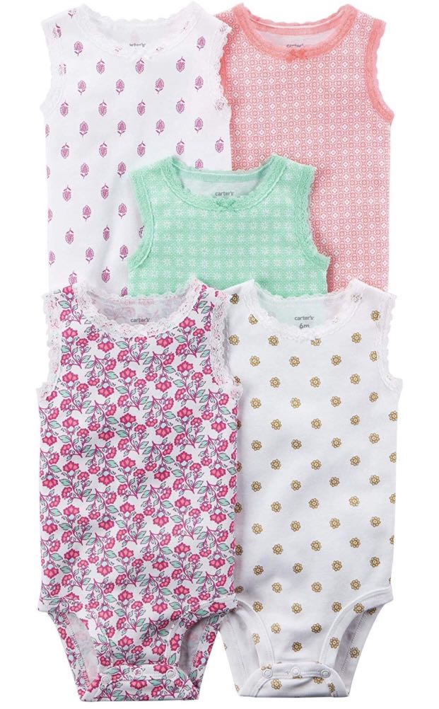 Carter's Baby Girls' 5-Pack Bodysuits 9 month 