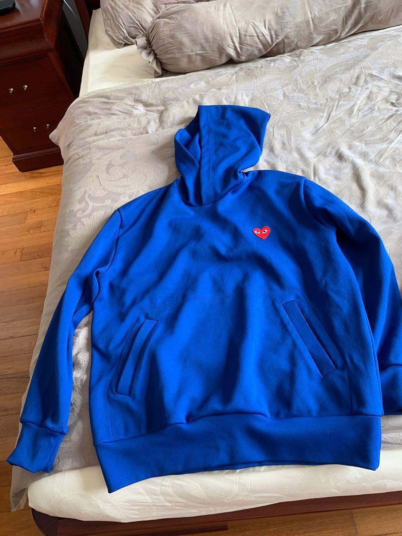 cdg hoodie blue