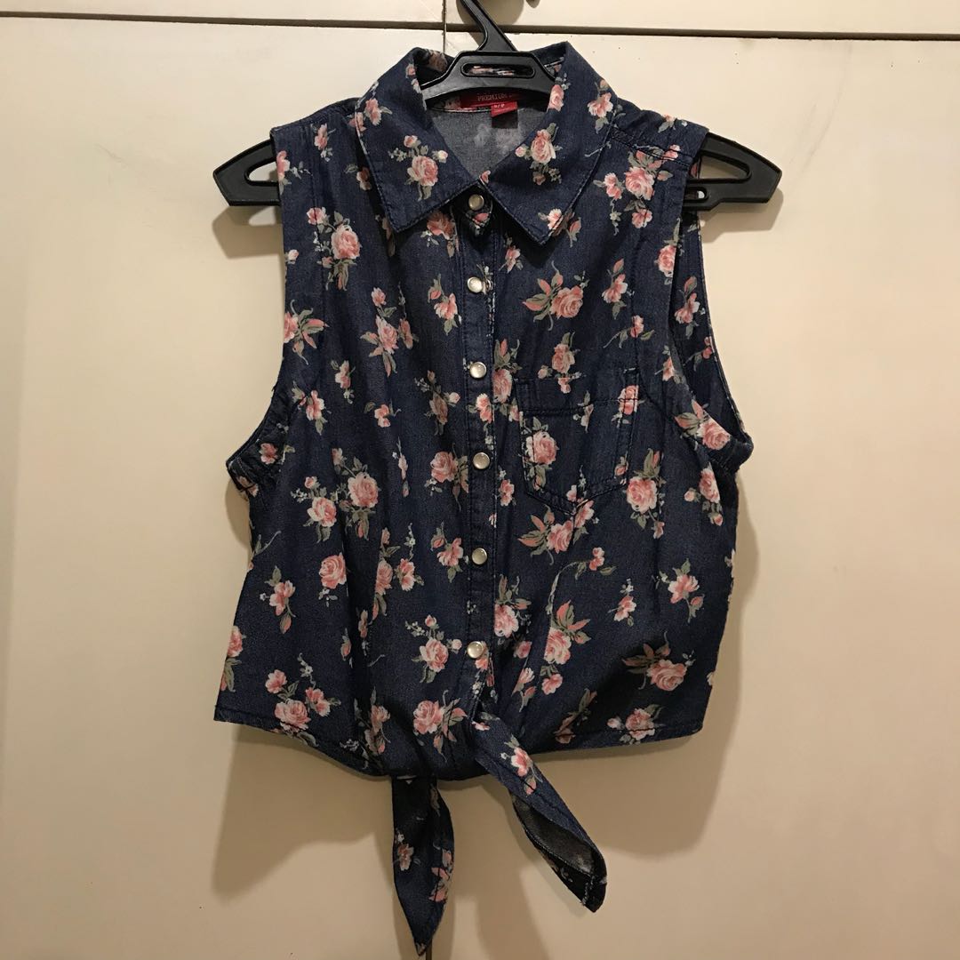 denim tie front shirt forever 21