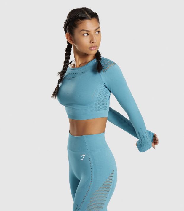 Flawless knit long store sleeve crop top
