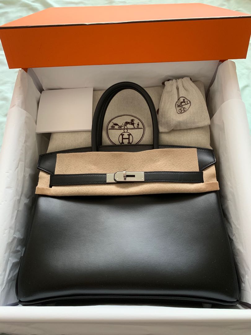 HERMES Birkin 30 Jumping Canvas and Ebene box leather with