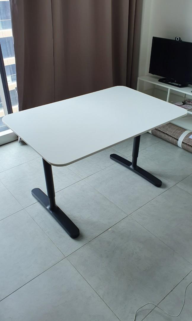 ikea bekant white desk home furniture furniture on carousell