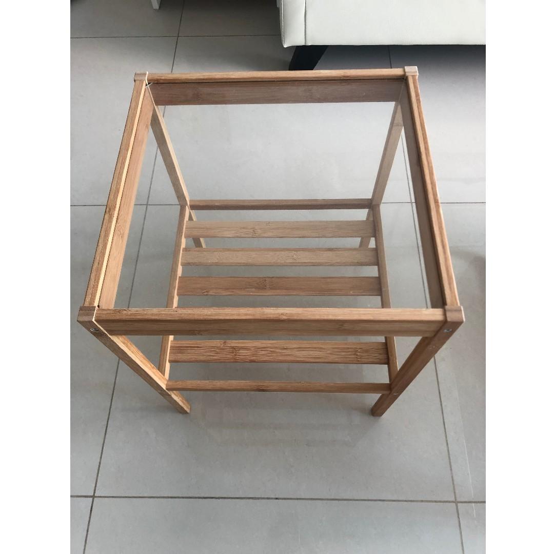 Ikea Glass Top Wooden Side Table, Furniture & Home Living, Furniture