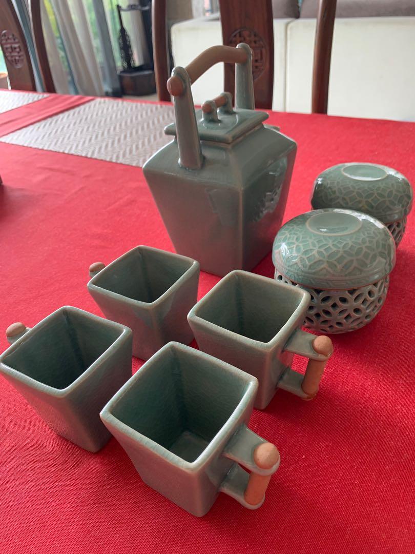 Korean celadon tea set, Furniture & Home Living, Kitchenware