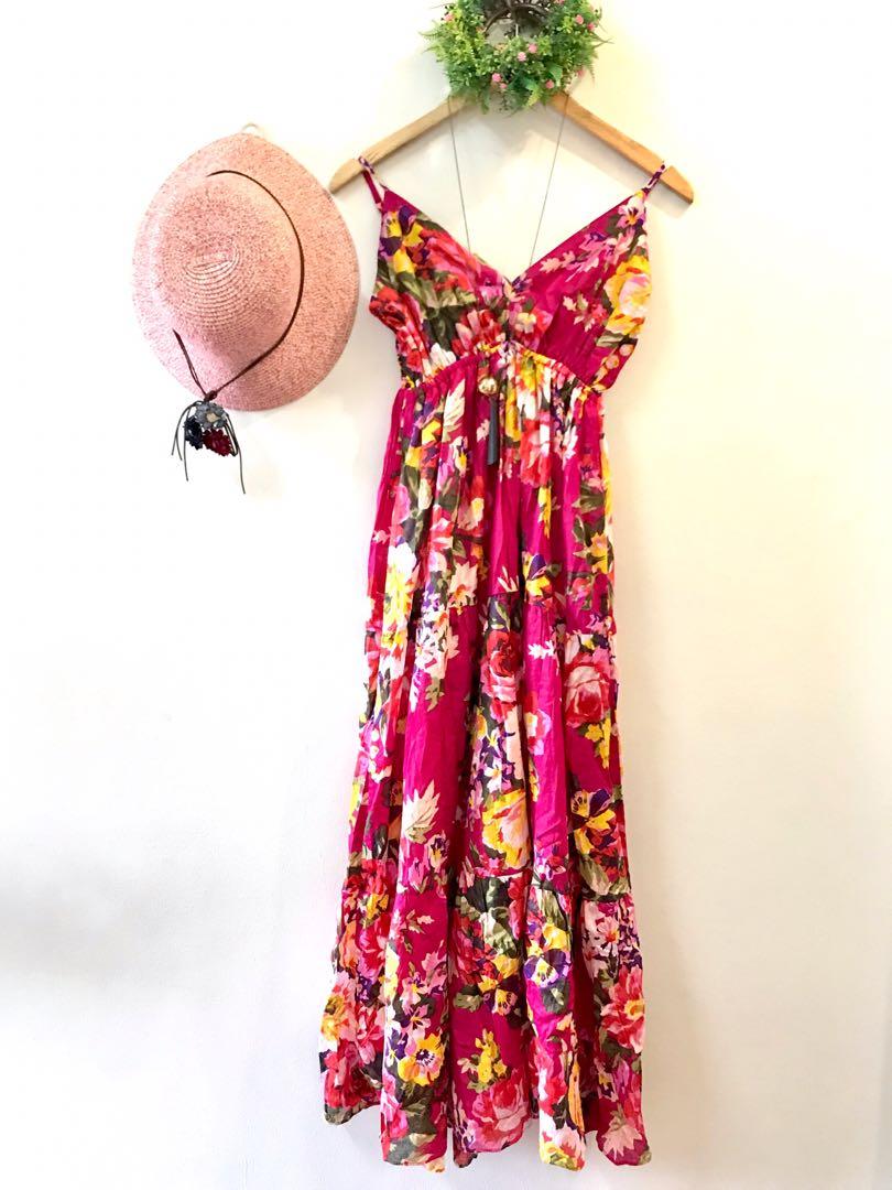 fuschia pink maxi dress