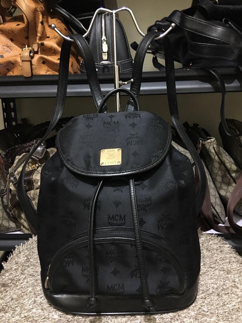 MCM visetos leather nylon backpack black original germany
