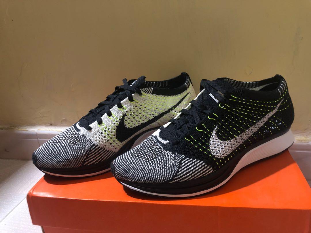 nike flyknit racer white black