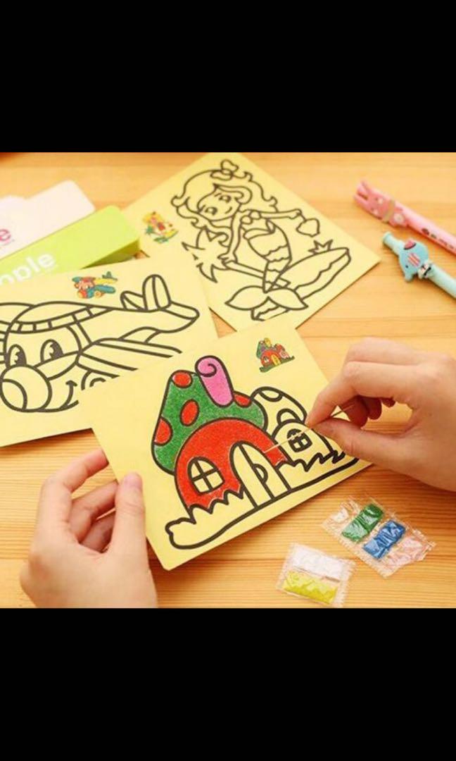 Po 3y Diy Children Color Sand Art Sand Painting Homemade