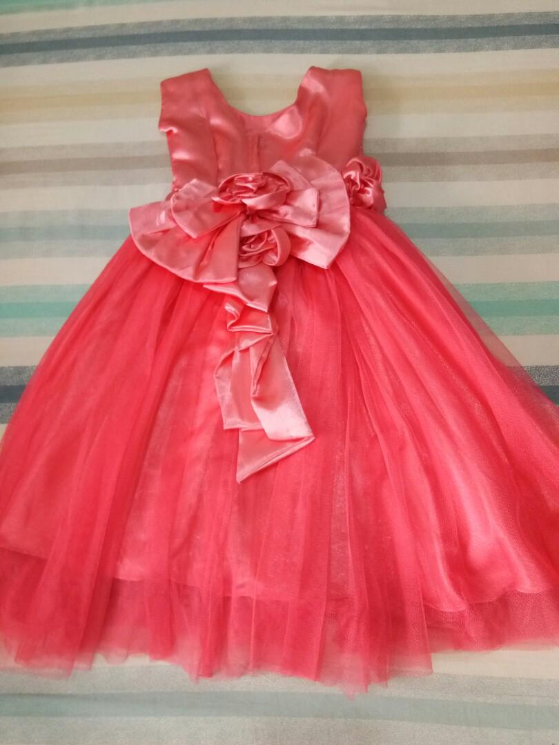 Pomelo Pink Flower Girl Gown, Babies & Kids, Babies & Kids Fashion on