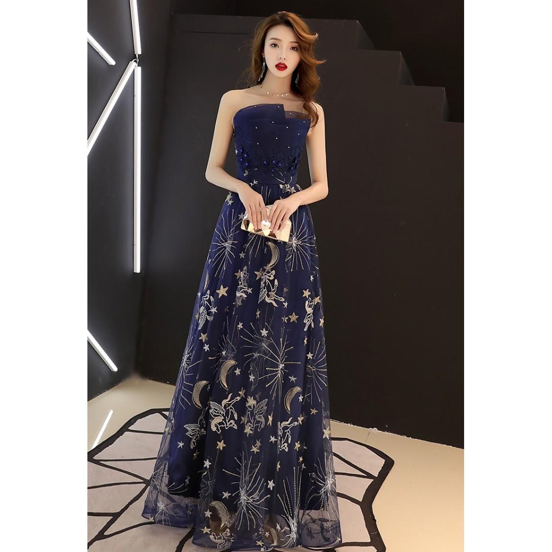 Pre Order Blue Galaxy Glitter Wedding Prom Dress Gown Rbp1090