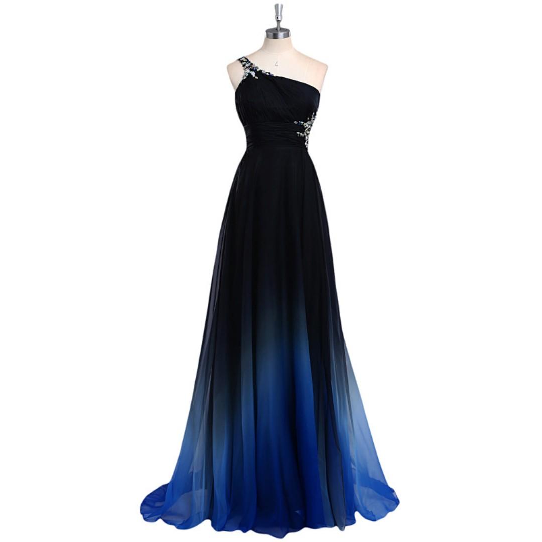 Pre Order Gradient ombre blue red purple black toga chiffon dress