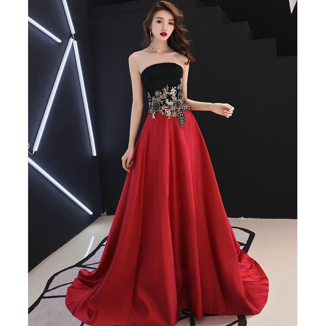 pre order red black fishtail wedding prom evening dress gown
