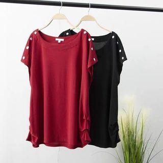 (XL~3XL) Solid Color Short Sleeve T-Shirt Loose Round Neck Half Sleeve