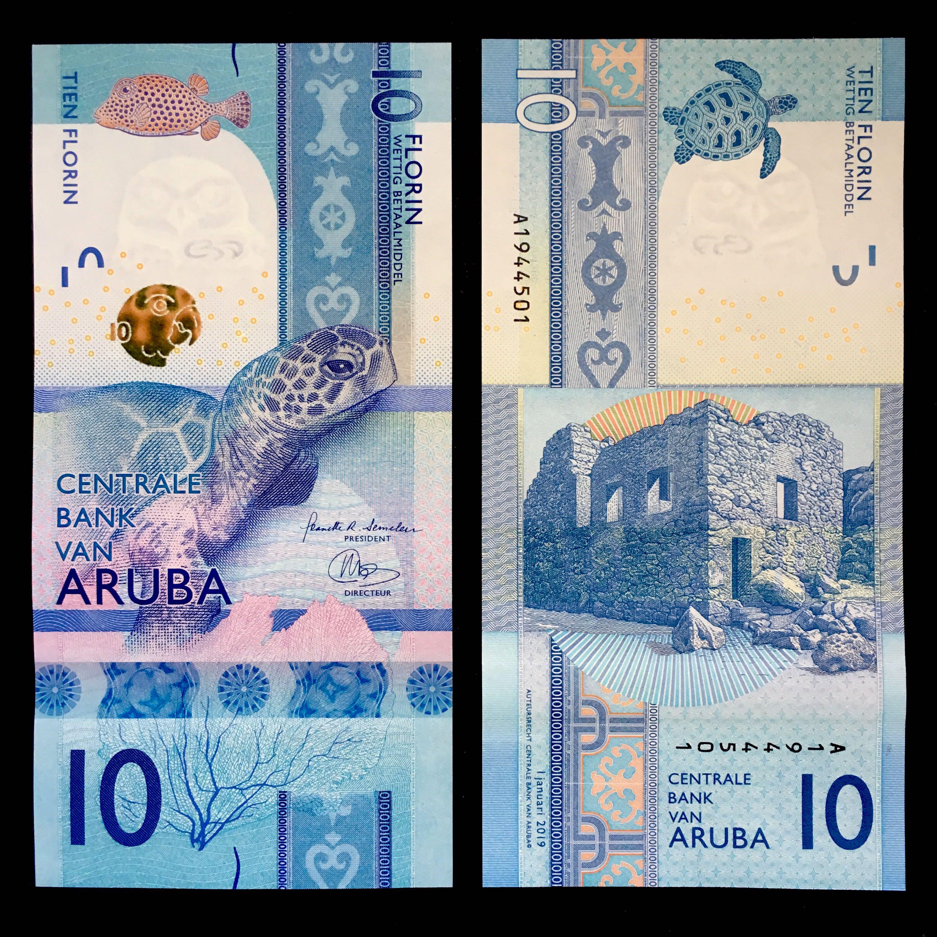 2019 Aruba 10 Florin P New Unc Turtle Bushiribana Gold Mill Ruins On Carousell