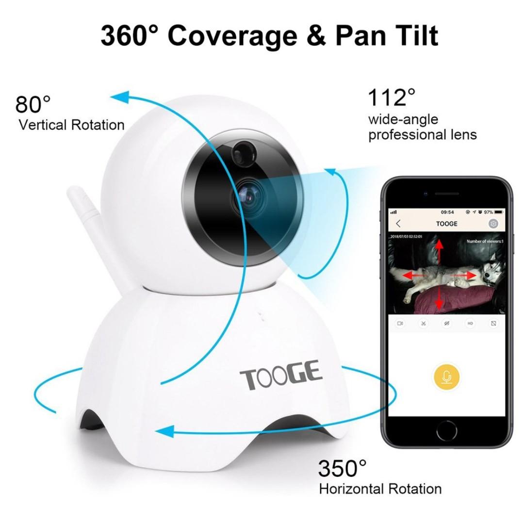 418 TOOGE Pet Camera Dog Camera FHD Pet Monitor Indoor Cat Camera Night Vision 2 Way Audio and Motion Detection