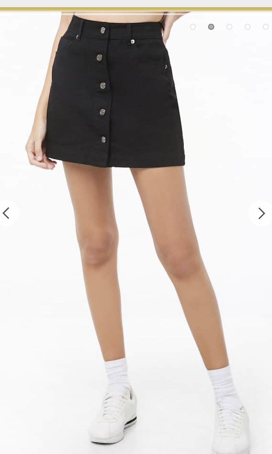 Button-Front Denim Mini Skirt, Women's