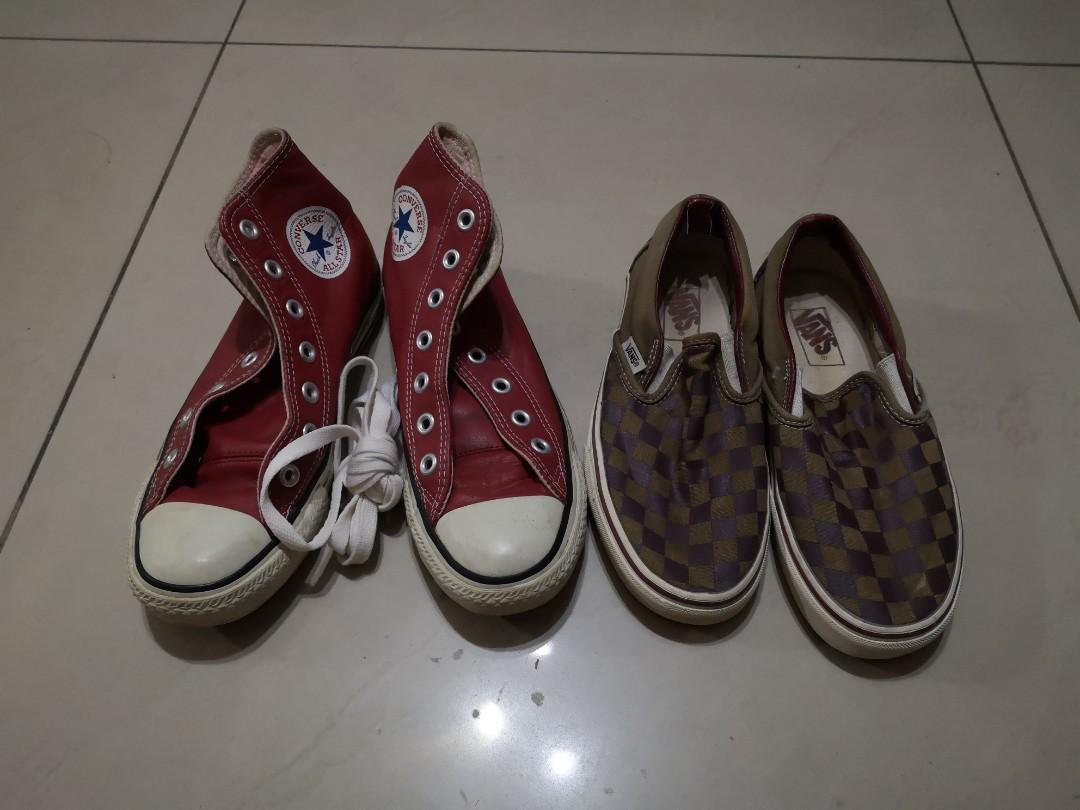 converse checkered slip on